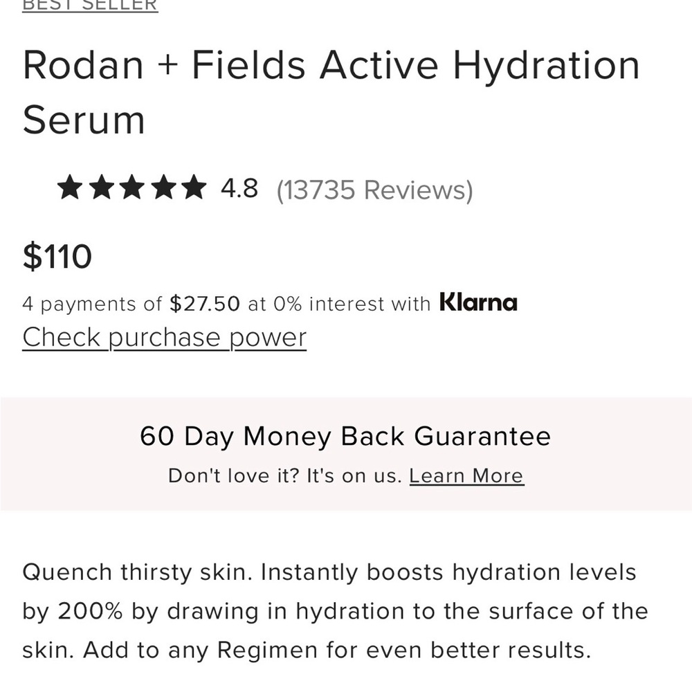 New sealed Rodan + Fields Active Hydration Serum in White Box 30 mL - Picture 2 of 2